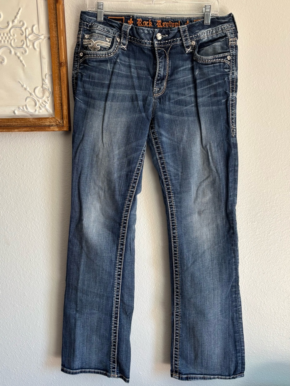 Rock Revival Women's Jeans Size 30 Doreen Easy Boot Dark Wash Denim faded